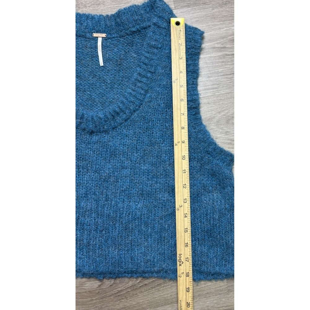 Free People Dream Maker Alpaca Blend Vest Teal Green Biscay Bay S Preppy Boho - Picture 8 of 10